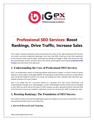 Professional SEO Services Boost Rankings, Drive Traffic, Increase Sales