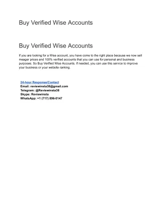 Buy Verified Wise Accounts