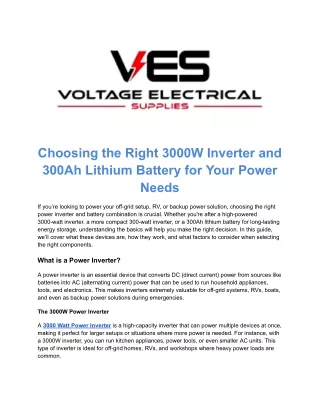 choosing the right 3000w inverter and 300ah