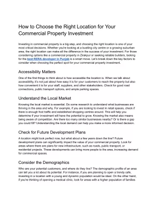 how to choose the right location for your