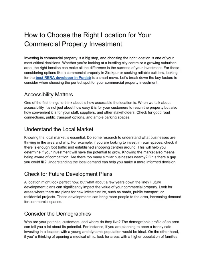 how to choose the right location for your