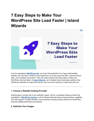 7 Easy Steps to Make Your WordPress Site Load Faster