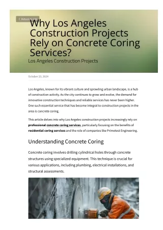 Why Los Angeles Construction Projects Rely on Concrete Coring Services