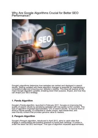 why are google algorithms crucial for better