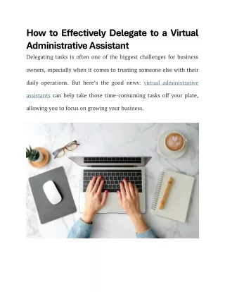 How to Effectively Delegate to a Virtual Administrative Assistant