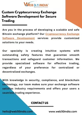 Custom Cryptocurrency Exchange Software Development for Secure Trading