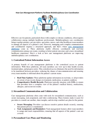 How Care Management Platforms Facilitate Multidisciplinary Care Coordination