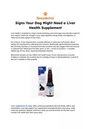 Signs Your Dog Might Need a Liver Health Supplement