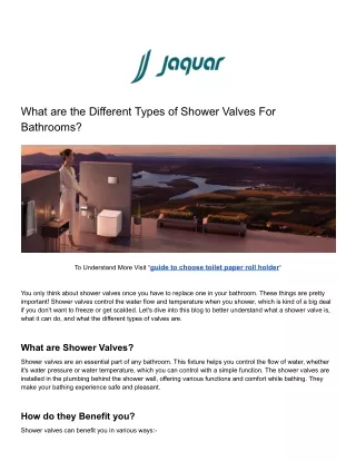 What are the Different Types of Shower Valves For Bathrooms_