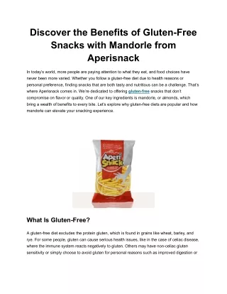 Discover the Benefits of Gluten-Free Snacks with Mandorle from Aperisnack