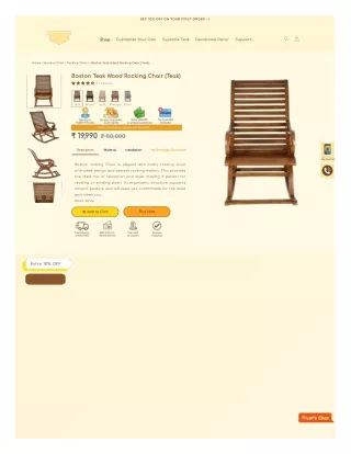 Boston Teak Wood Rocking Chair (Teak)