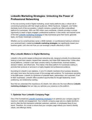 LinkedIn Marketing Strategies_ Unlocking the Power of Professional Networking