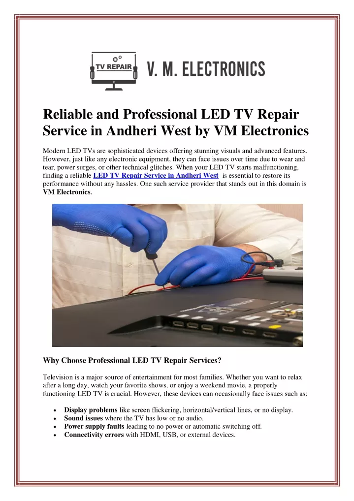 reliable and professional led tv repair service