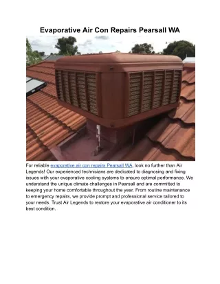 Evaporative Air Con Repairs Pearsall WA