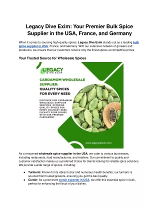 legacy dive exim your premier bulk spice supplier