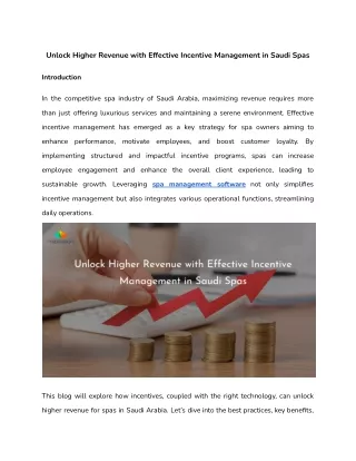 Unlock Higher Revenue with Effective Incentive Management in Saudi Spas