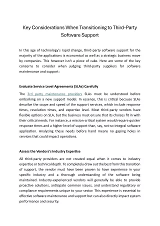 Third Party Software Maintenance: Benefits & Key Considerations