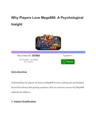 Why Players Love Mega888_ A Psychological Insight