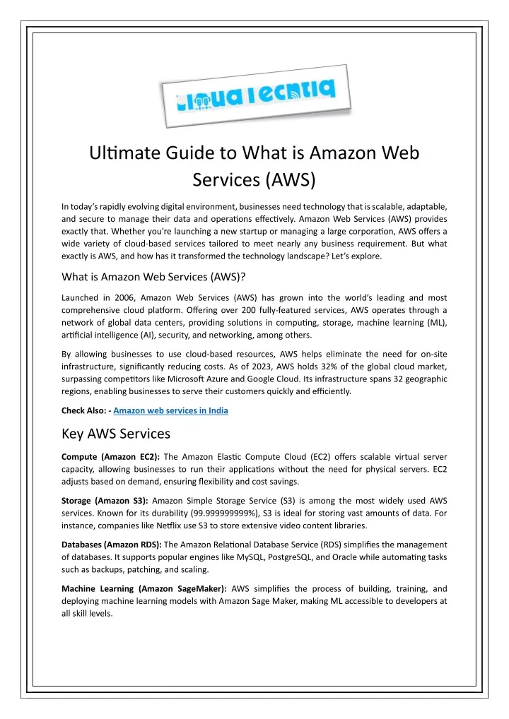 ultimate guide to what is amazon web services aws