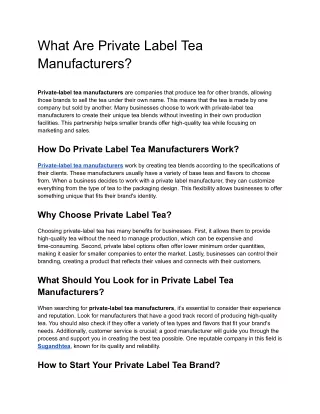 What Are Private Label Tea Manufacturers