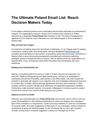The Ultimate Poland Email List_ Reach Decision Makers Today