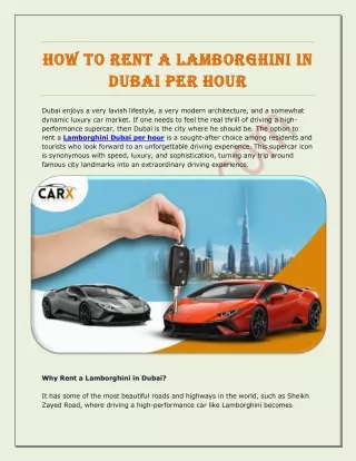 How to Rent a Lamborghini in Dubai Per Hour