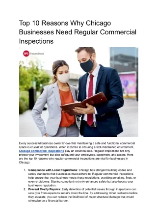 Top 10 Reasons Why Chicago Businesses Need Regular Commercial Inspections