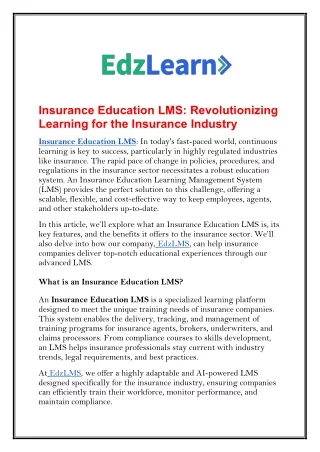 Insurance Education LMS: Revolutionizing Learning for the Insurance Industry