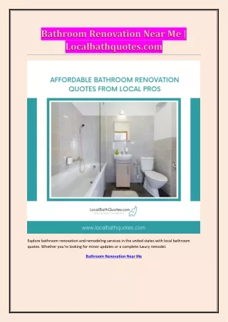 Bathroom Renovation Near Me | Localbathquotes.com