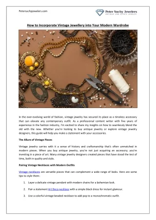 How to Incorporate Vintage Jewellery into Your Modern Wardrobe