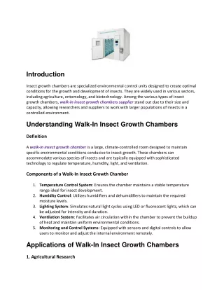 Walk-In Insect Growth Chambers supplier