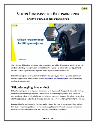 Silikon Fugemasse for Bilreparasjoner: Forstå Primære Bruksområder