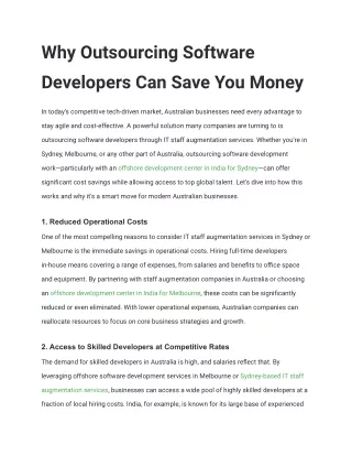 Why Outsourcing Software Developers Can Save You Money