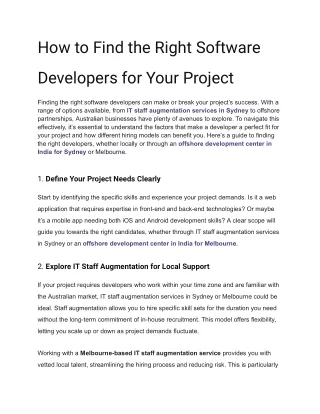 How to Find the Right Software Developers for Your Project
