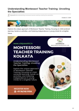 vidyasathi.in-Understanding Montessori Teacher Training Unveiling the Specialties