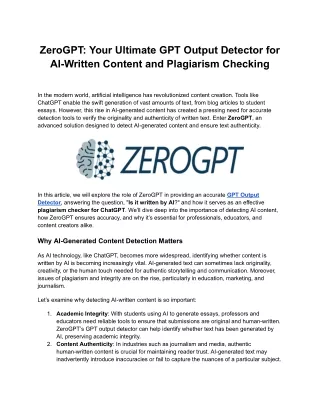 Checker for ChatGPT-Generated Content by ZeroGPT