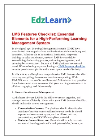 lms features checklist essential elements