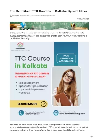 vidyasathi.in-The Benefits of TTC Courses in Kolkata Special Ideas