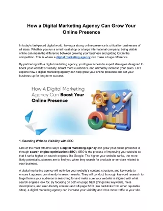 How a Digital Marketing Agency Can Grow Your Online Presence
