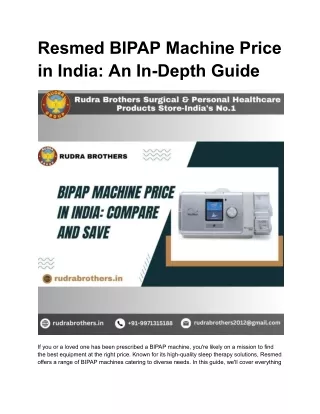 resmed bipap machine price in india an in depth