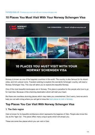 norwayvisas.uk-10 Places You Must Visit With Your Norway Schengen Visa