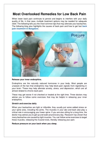 Most Overlooked Remedies for Low Back Pain