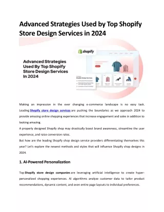 Advanced Strategies Used by Top Shopify Store Design Services in 2024