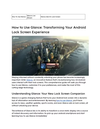 How to Use Glance_ Transforming Your Android Lock Screen Experience