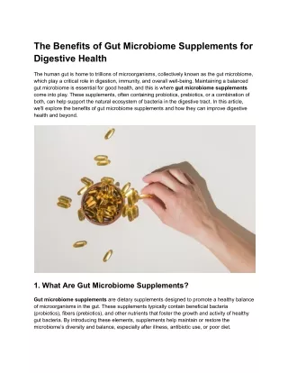 The Benefits of Gut Microbiome Supplements for Digestive Health