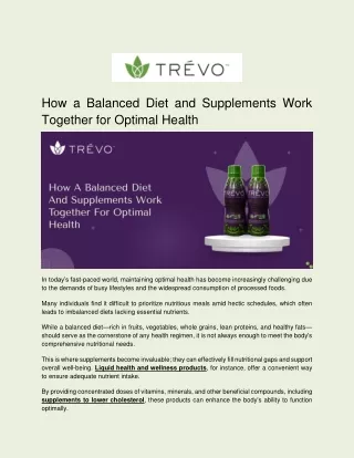 How a Balanced Diet and Supplements Work Together for Optimal Health