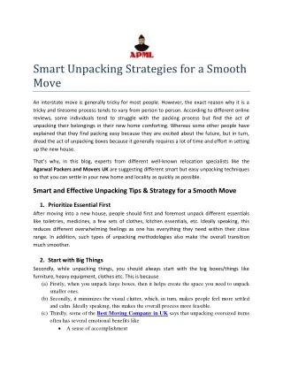 Smart Unpacking Strategies for a Smooth Move