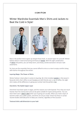 Winter Wardrobe Essentials Men’s Shirts and Jackets to Beat the Cold in Style!