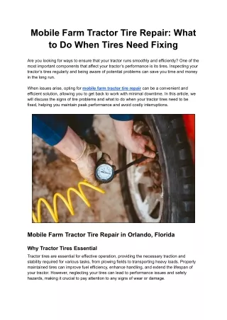 Mobile Farm Tractor Tire Repair: What to Do When Tires Need Fixing