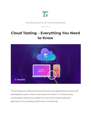 test infrastructure end to end testing cloud